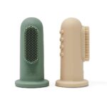 Mushie Finger Toothbrush (Cambridge Blue/Shifting Sand) in Cyprus