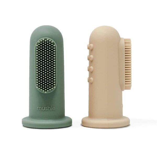 Mushie Finger Toothbrush (Cambridge Blue/Shifting Sand) in Cyprus