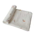 Muslin Swaddle Blanket Organic Cotton (Flowers) - Image 2