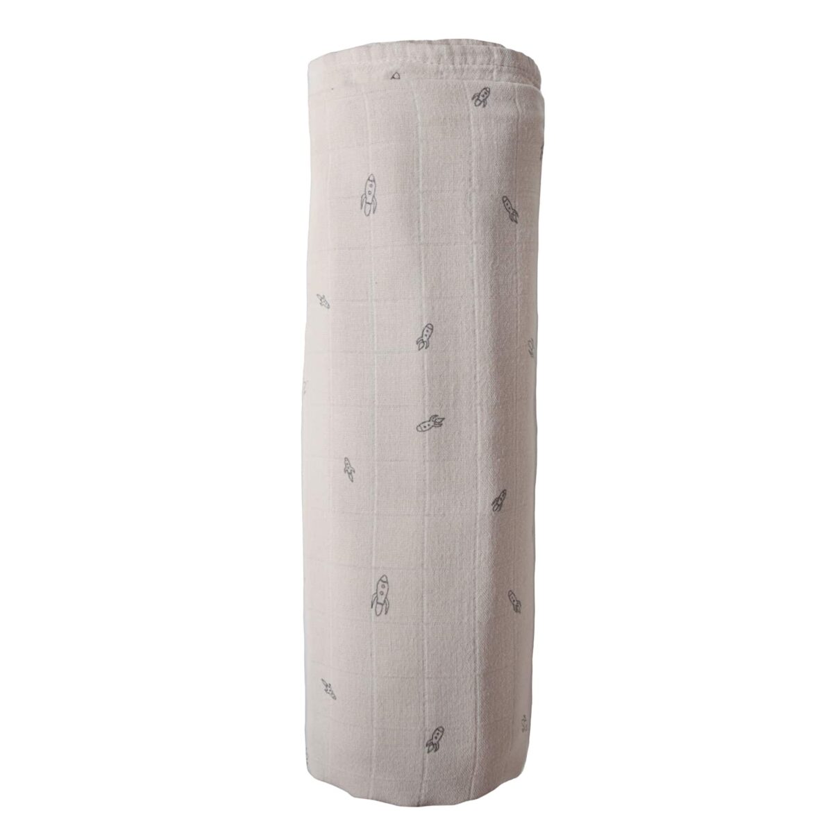 Muslin Swaddle Blanket Organic Cotton (Rocket Ship) - Image 5