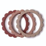 Flower Teething Bracelet 3-Pack (Rose/Blush/Shifting Sand) - Image 2