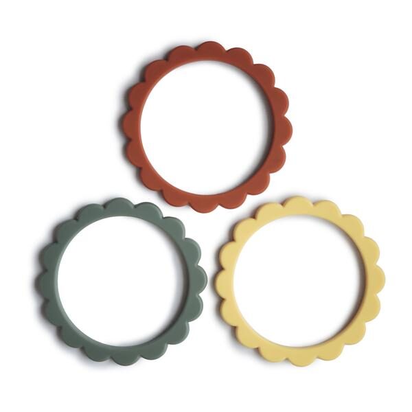 Flower Teething Bracelet 3 Pack Sunshine:Dried Thyme:Clay