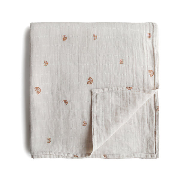 Muslin Swaddle Blanket Organic Cotton (Rainbows)