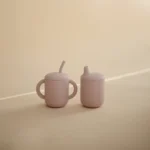 Mushie Silicone Training Cup + Straw - Soft Lilac - Image 2