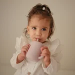 Mushie Silicone Training Cup + Straw - Soft Lilac - Image 3