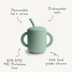 Mushie Silicone Training Cup + Straw - Soft Lilac - Image 6