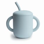 Mushie Silicone Training Cup + Straw - Powder Blue