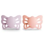 Butterfly Anatomical Silicone 2-pack Pacifiers - Soft Lilac/Pretty in Peach