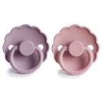 Daisy - Round Silicone 2-Pack Pacifiers - Baby Pink/Soft lila