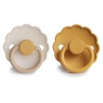 Daisy - Round Silicone 2-Pack Pacifiers - Chamomile/Honey gold